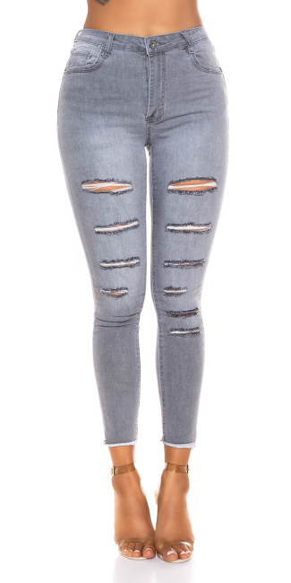 Skinny Ripped Jeans Gray